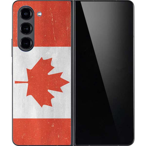 Canada Flag Distressed Galaxy Z Fold5 5G Skin